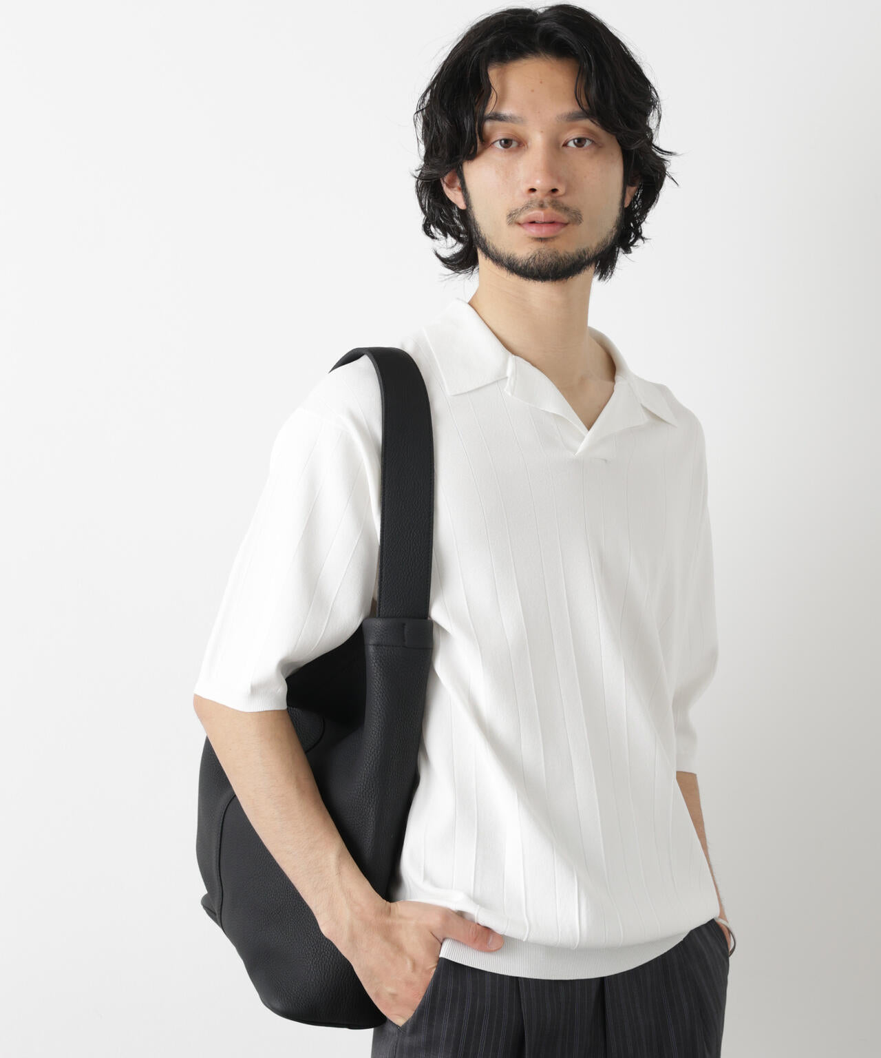 L*E様 BluBre / 針抜きスキッパーポロ ASSEMBLANC｣ 針抜きスキッパーポロ