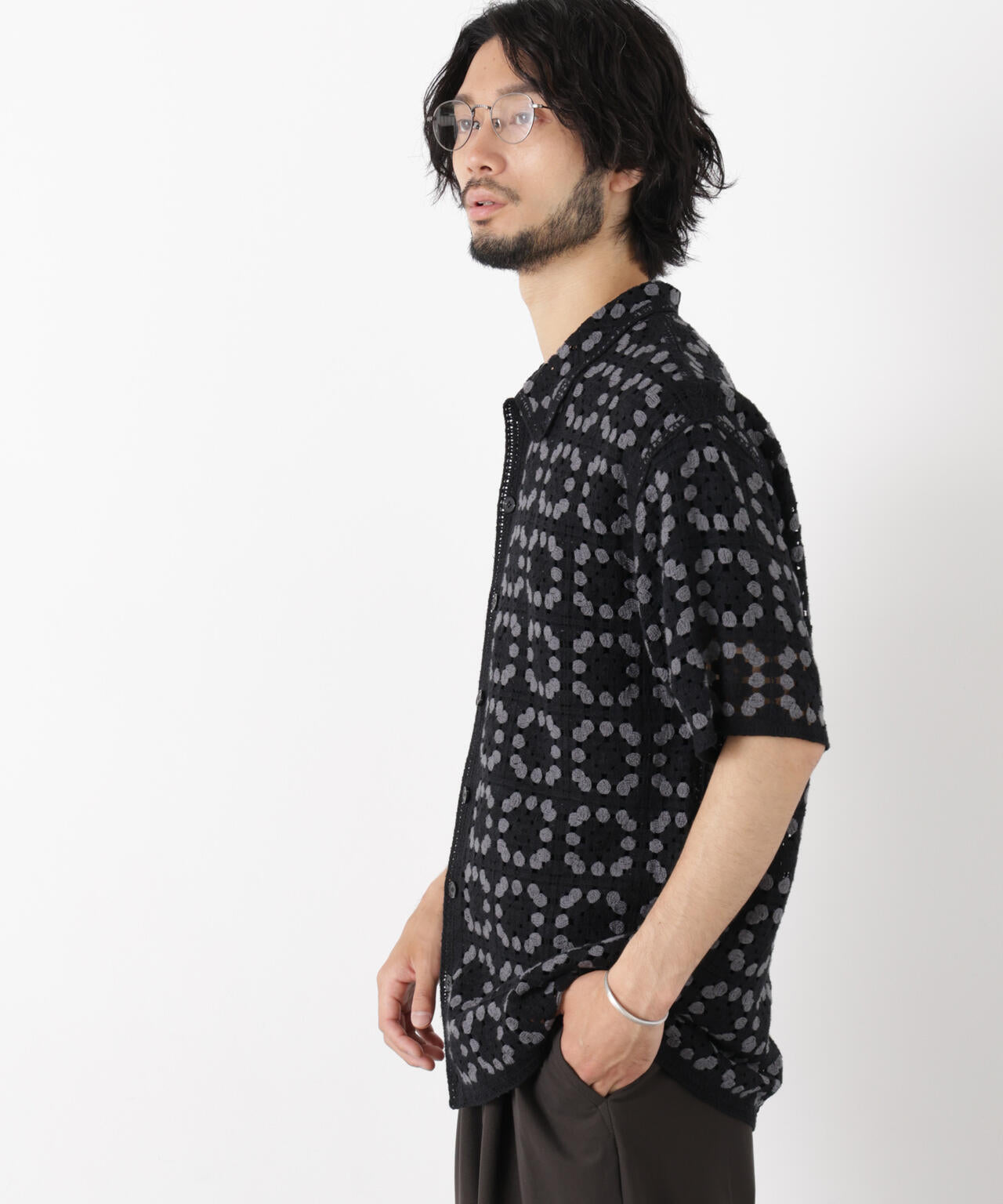 ラッセル編みニットシャツ 6686122213