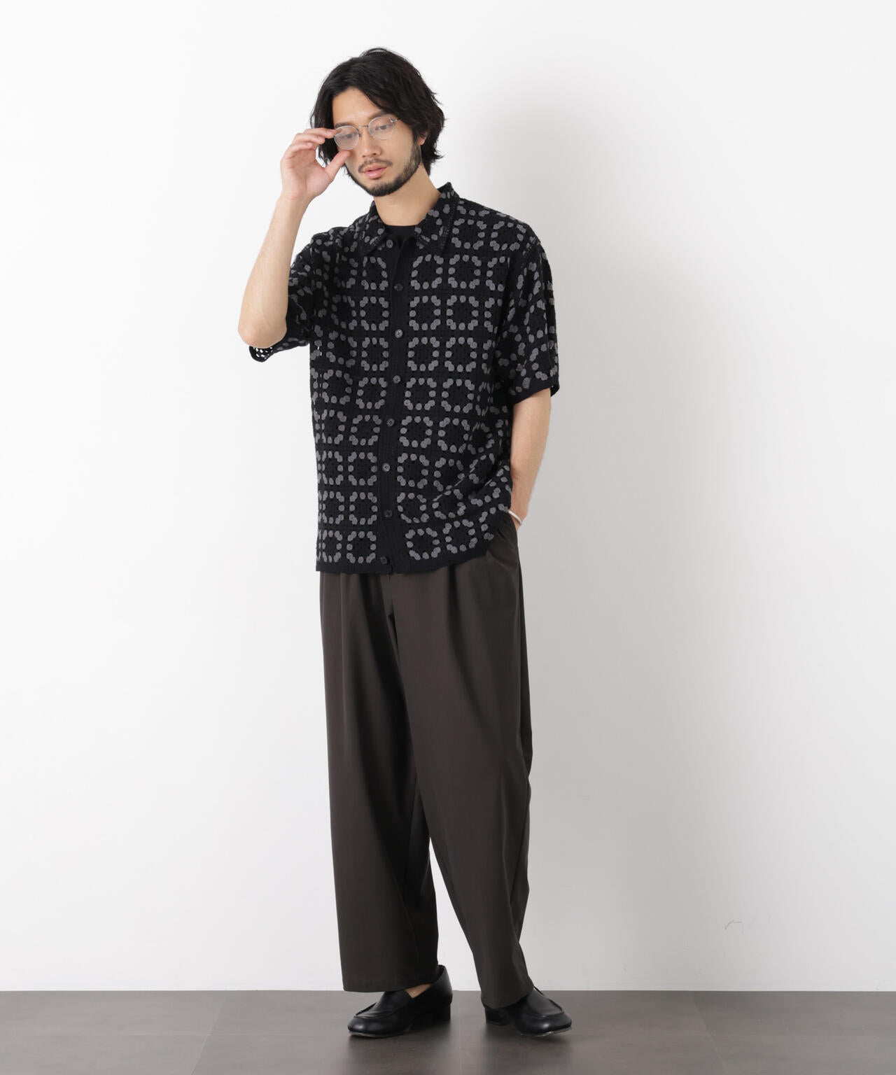 ラッセル編みニットシャツ 6686122213