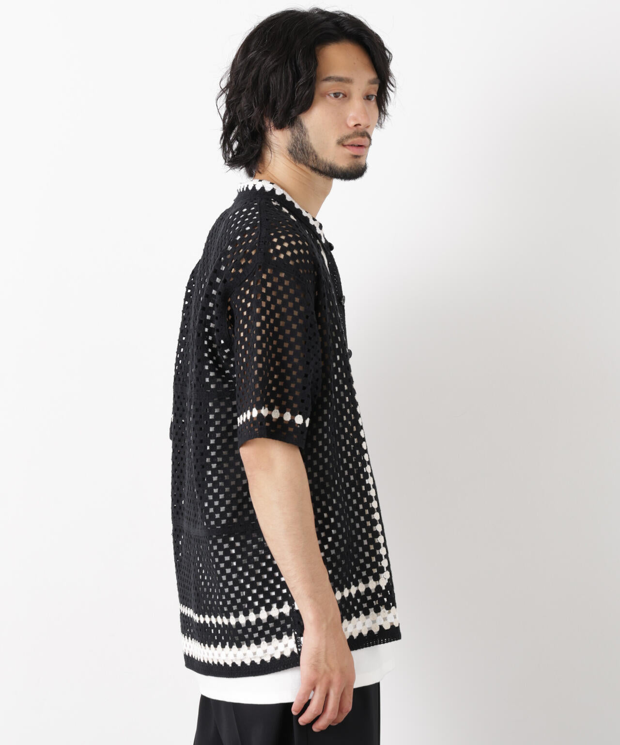 ラッセル編みニットシャツ 6686122213