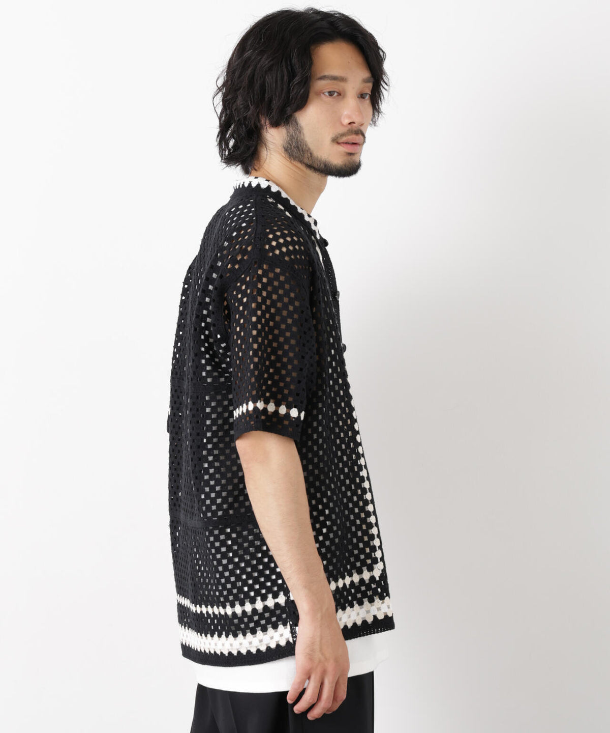 ラッセル編みニットシャツ 6686122213