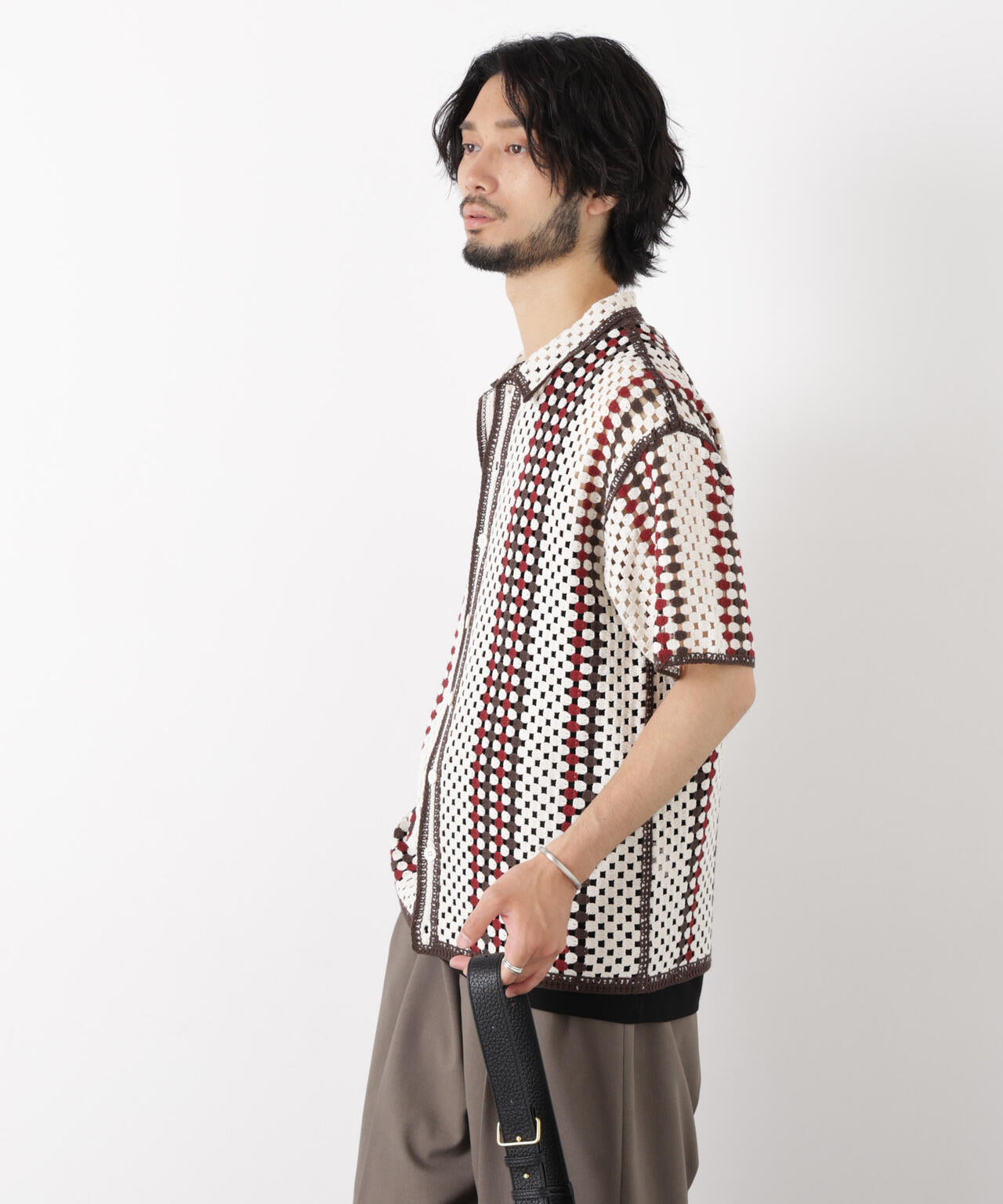 ラッセル編みニットシャツ 6686122213