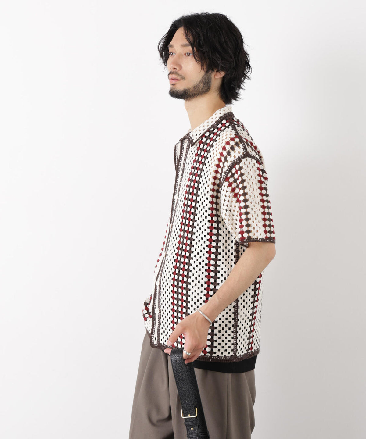 ラッセル編みニットシャツ 6686122213