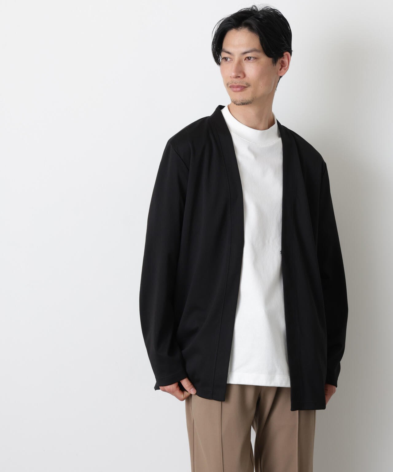 「モダンコンフォート」ダブルジャージー着流しカーディガン 6686123207