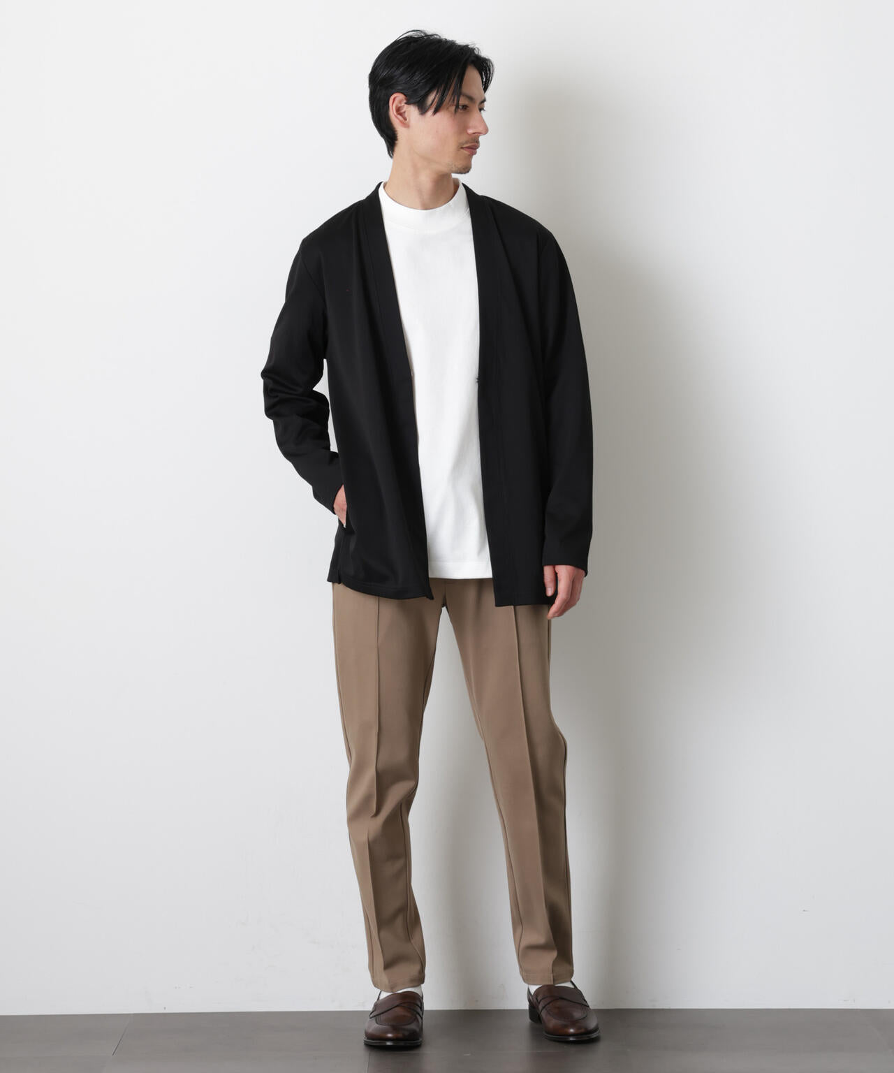 「モダンコンフォート」ダブルジャージー着流しカーディガン 6686123207