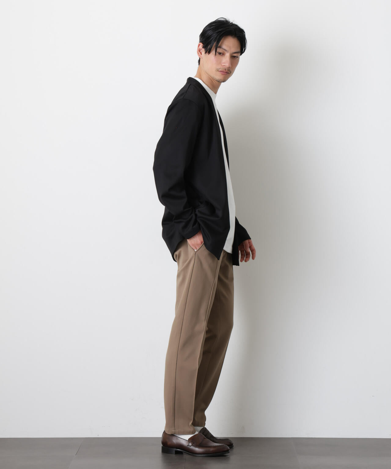 「モダンコンフォート」ダブルジャージー着流しカーディガン 6686123207