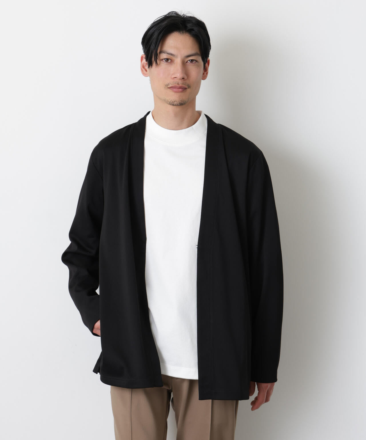 「モダンコンフォート」ダブルジャージー着流しカーディガン 6686123207