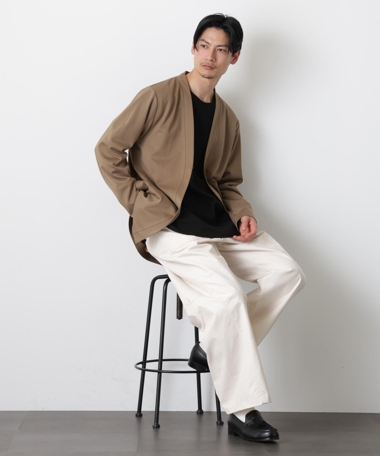 「モダンコンフォート」ダブルジャージー着流しカーディガン 6686123207