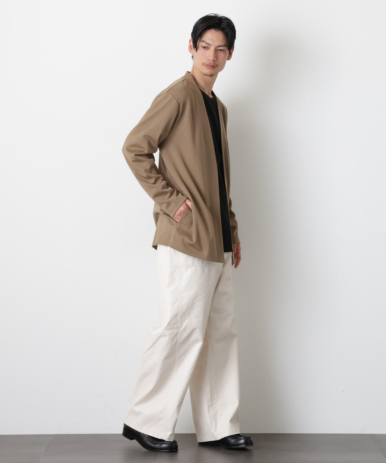 「モダンコンフォート」ダブルジャージー着流しカーディガン 6686123207