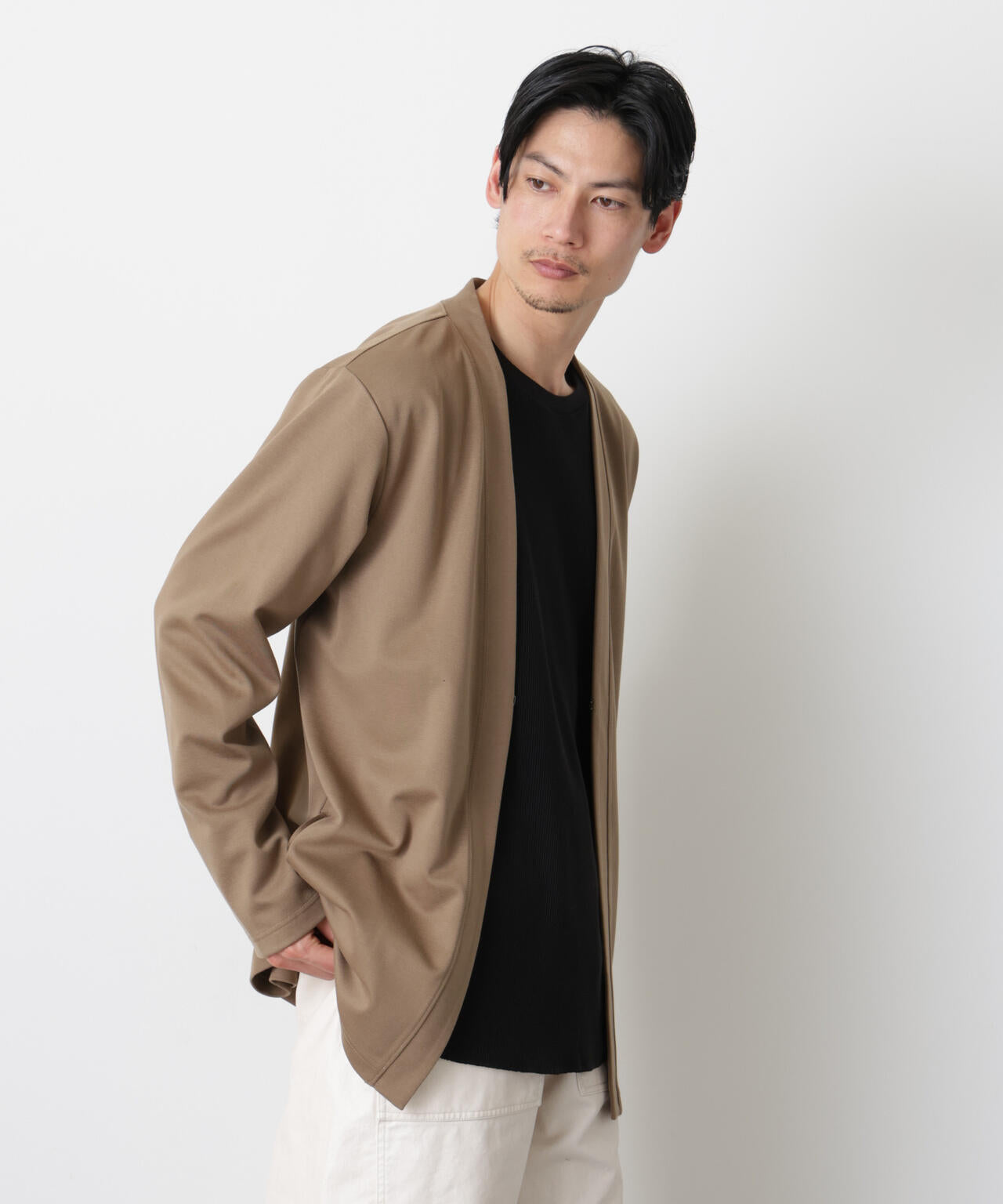 「モダンコンフォート」ダブルジャージー着流しカーディガン 6686123207