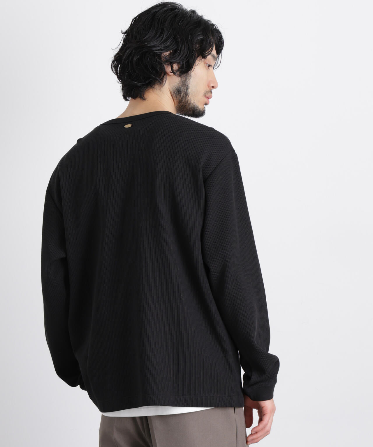 「ASSEMBLANC」 ドロップニードルリブ ヘンリーネック 6686123210