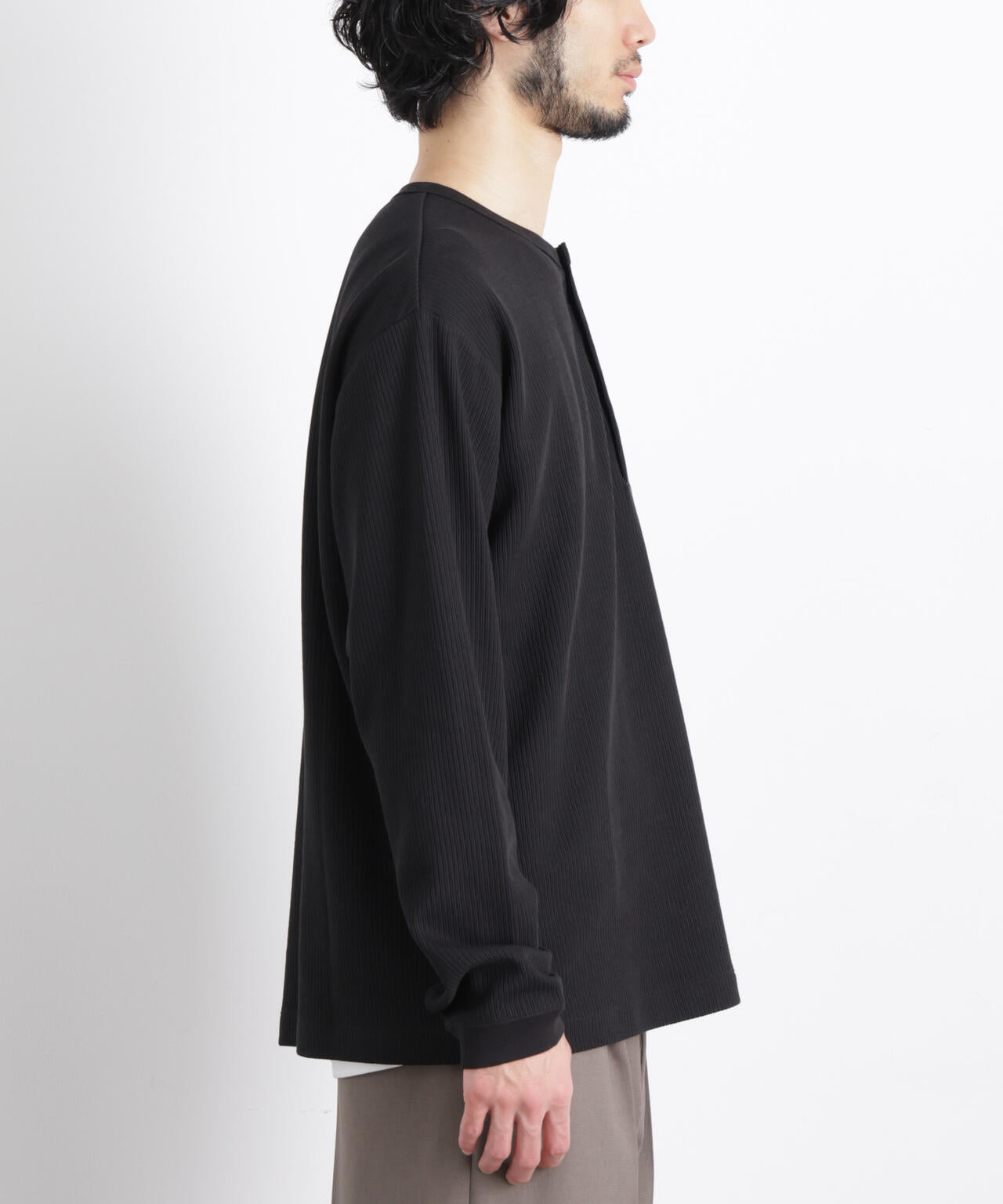 「ASSEMBLANC」 ドロップニードルリブ ヘンリーネック 6686123210