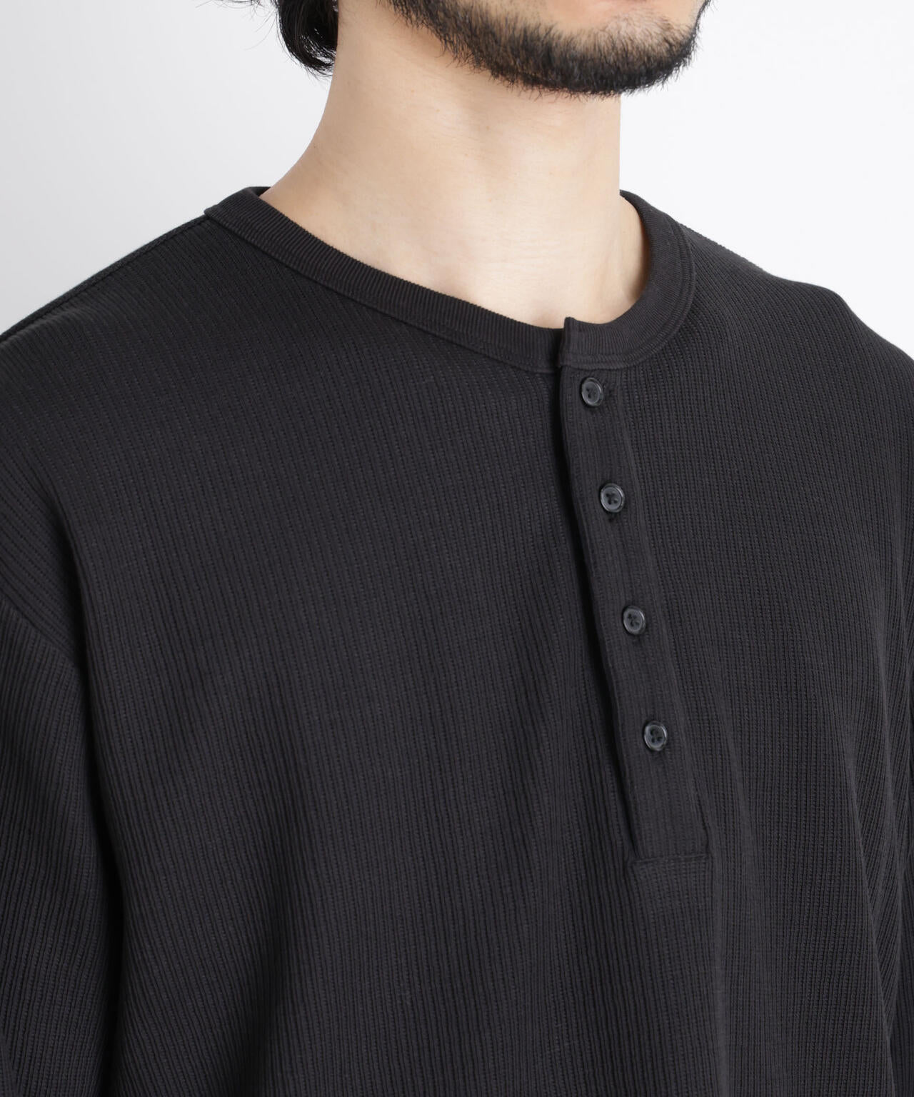 「ASSEMBLANC」 ドロップニードルリブ ヘンリーネック 6686123210