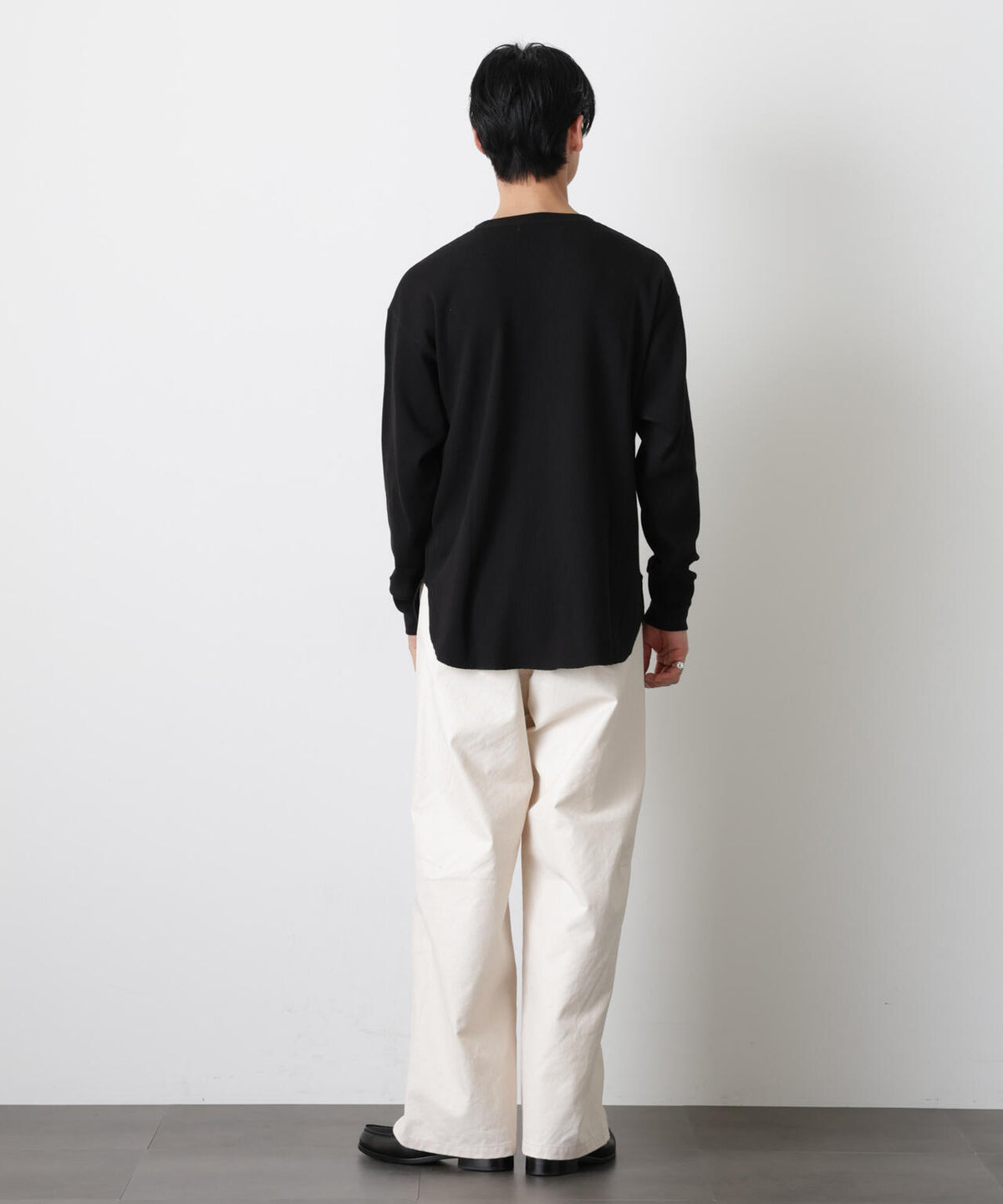 ミニワッフルクルーネックTシャツ 長袖 6686123213