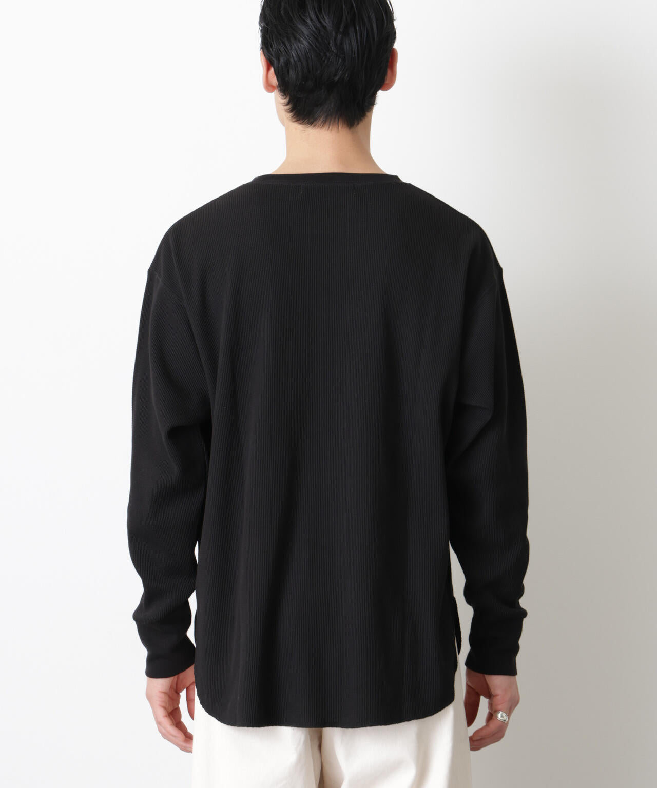ミニワッフルクルーネックTシャツ 長袖 6686123213