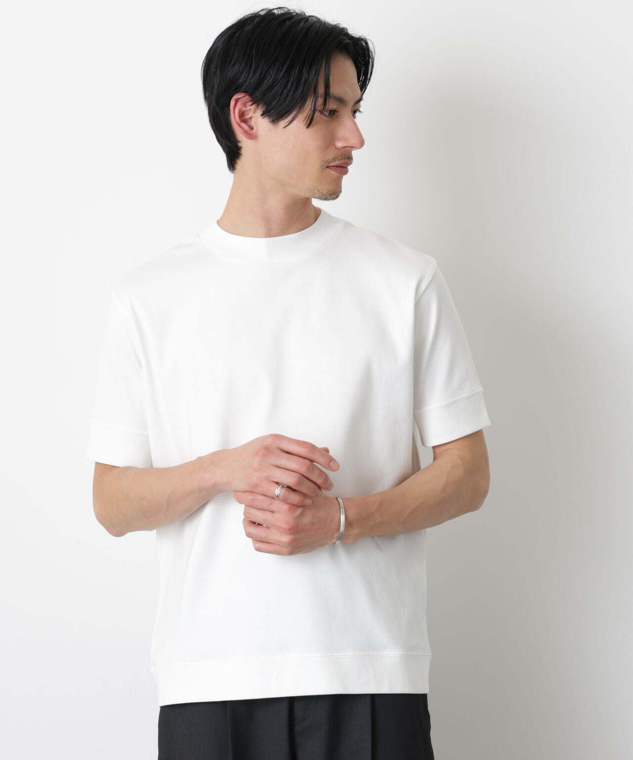 カットソー(半袖+袖なし) Twisted Silkette Jersey Top FORMAL JERSEY」モックネックカットソー半袖