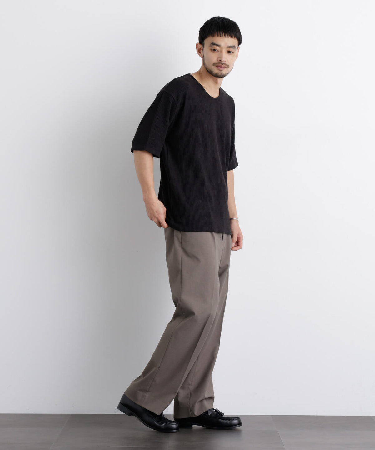 強撚ループヤーン針抜きストレッチ Tシャツ 6686124227