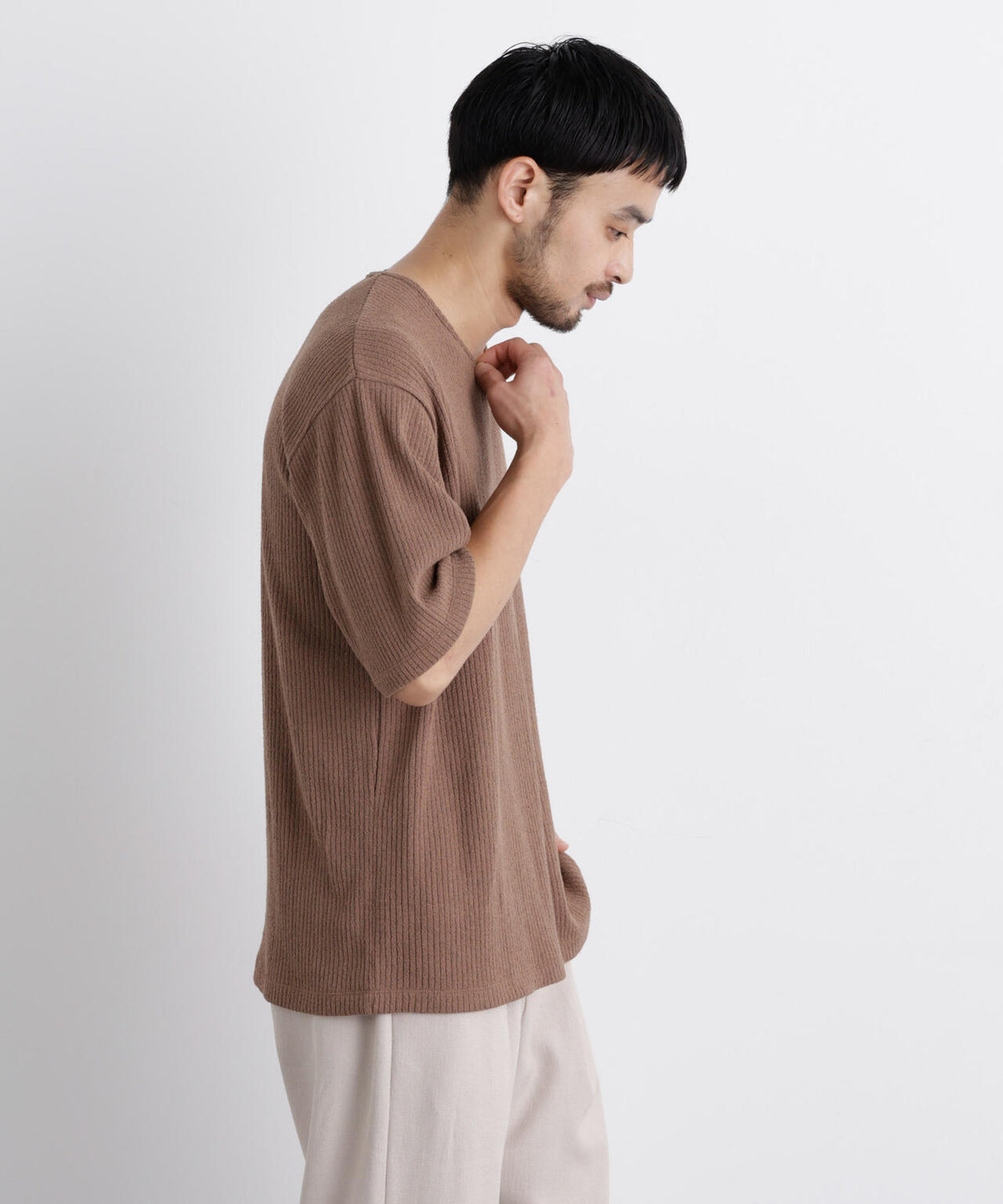 強撚ループヤーン針抜きストレッチ Tシャツ 6686124227