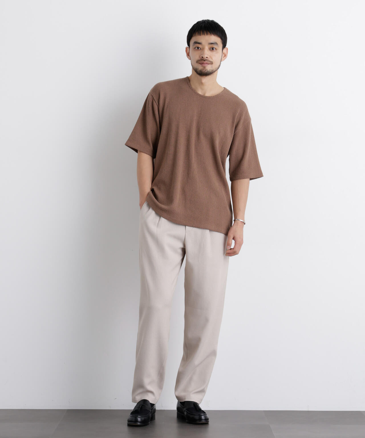 強撚ループヤーン針抜きストレッチ Tシャツ 6686124227