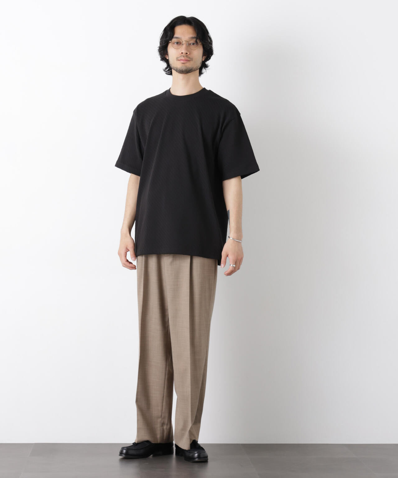 リンクスジャガードスリーブTシャツ 6686124228