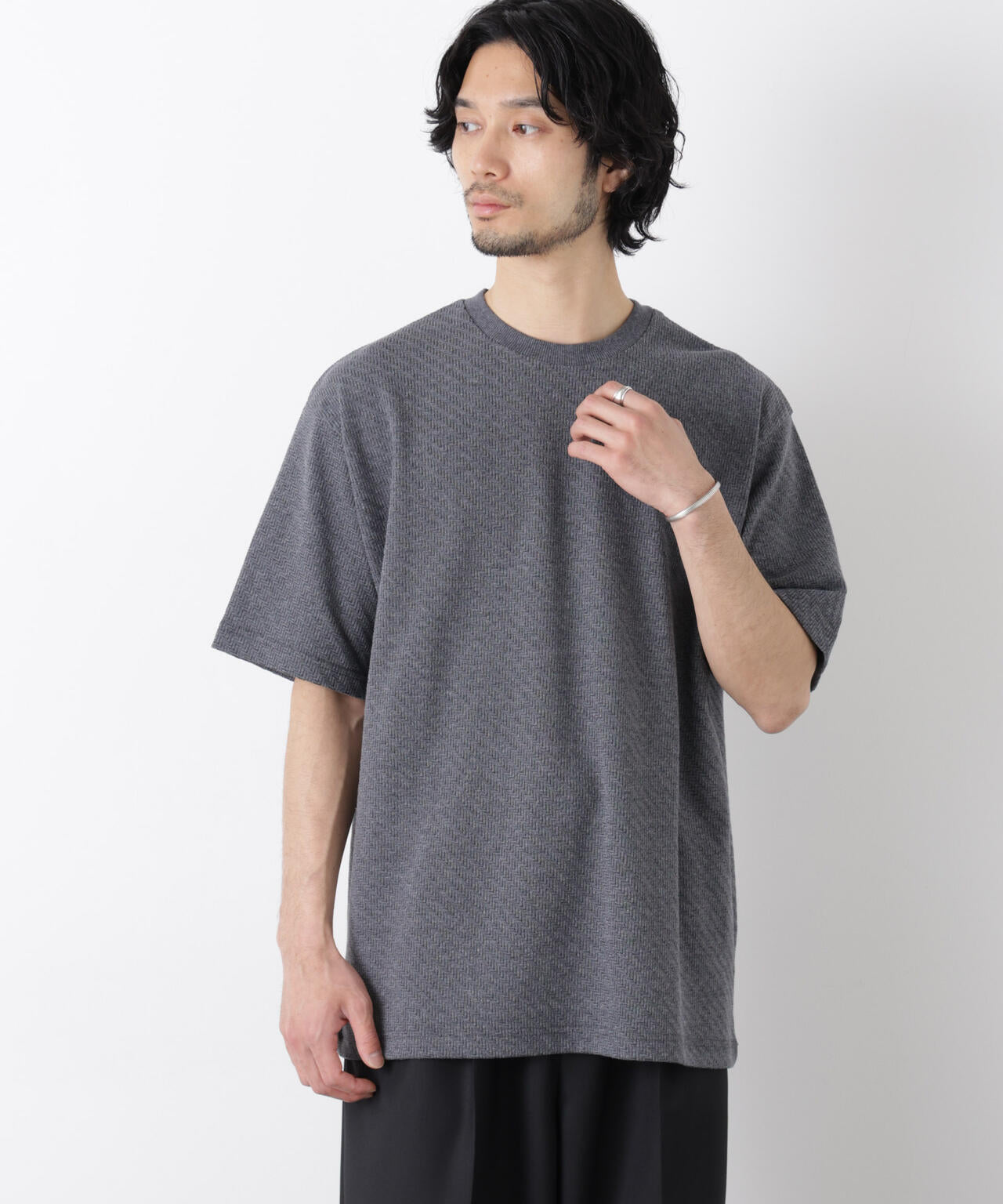 リンクスジャガードスリーブTシャツ 6686124228