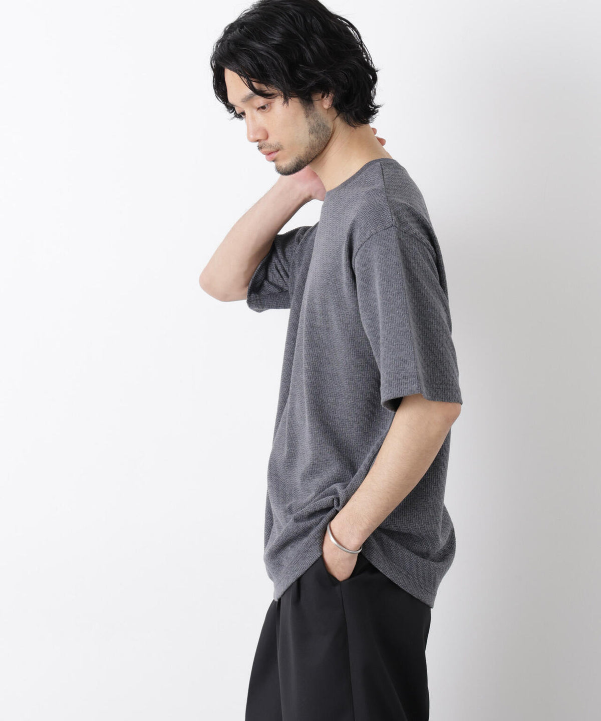 リンクスジャガードスリーブTシャツ 6686124228
