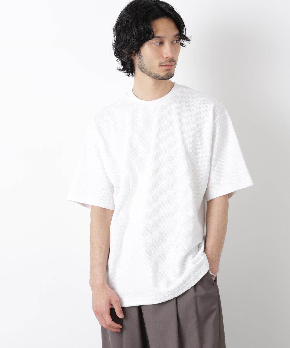 リンクスジャガードスリーブTシャツ 6686124228