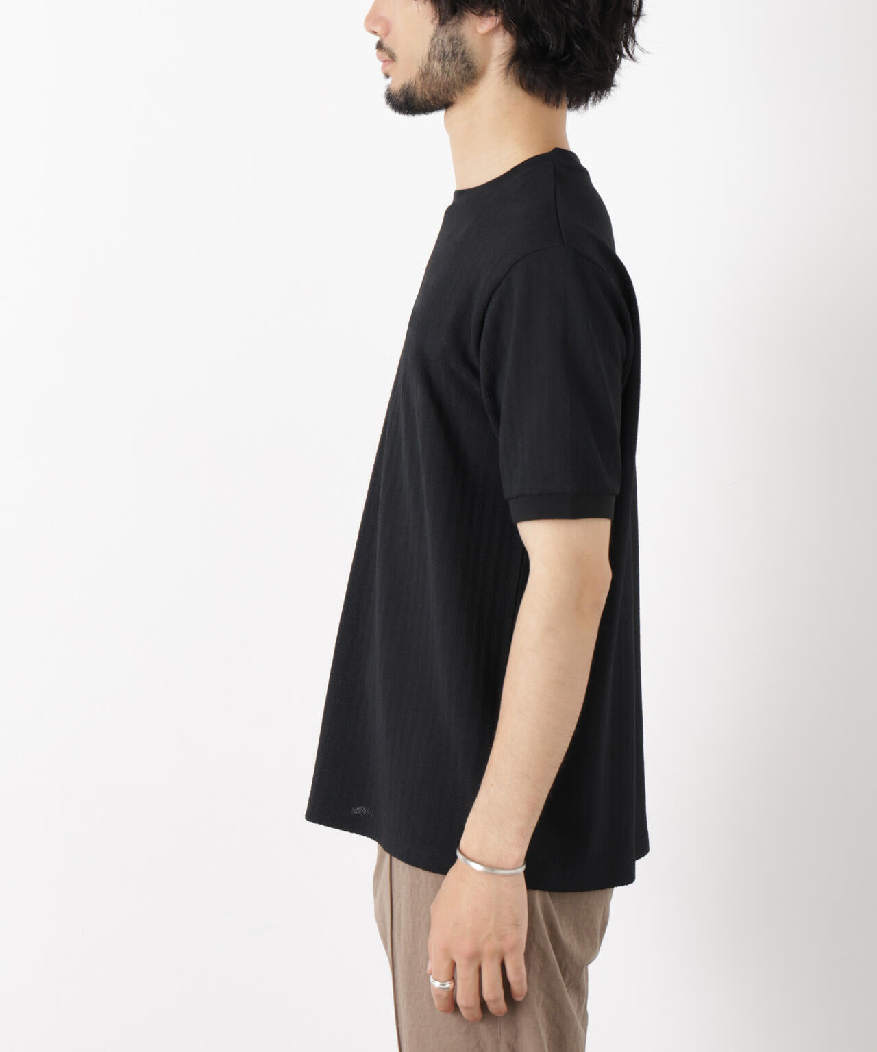 「モダンコンフォート」ヘリンボン クルーネックTシャツ 半袖 6686124243