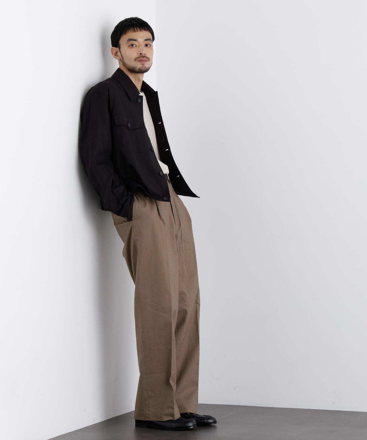 「FRENCH LINEN」 リネンコットンストレートパンツ(セットアップ可) 6686127205