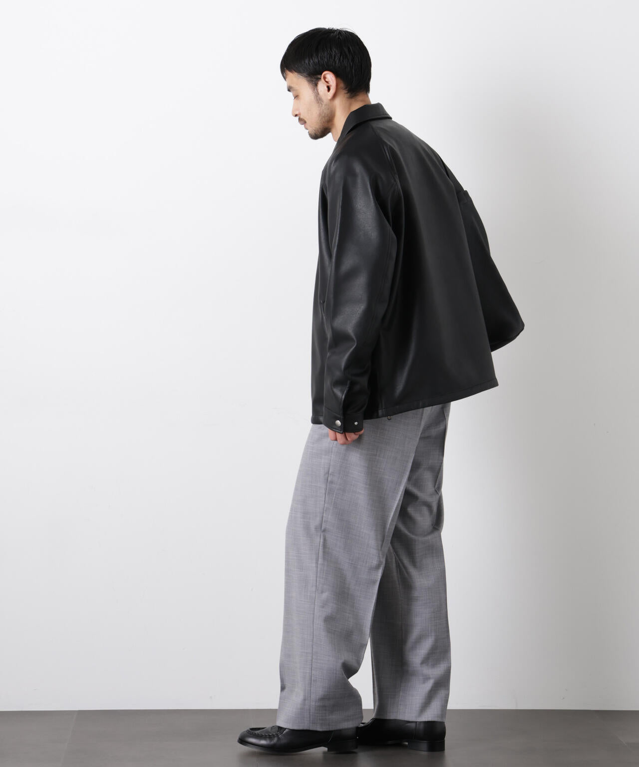 「大人のワイドパンツ」スラブシャークスキンイージースラックス 6686127209