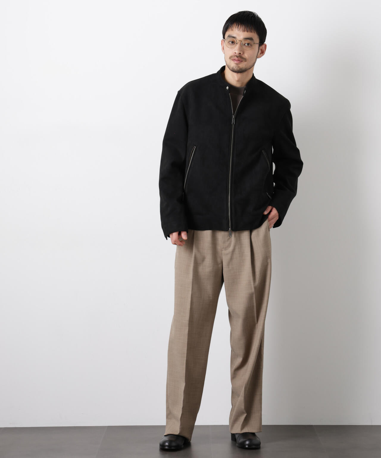 「大人のワイドパンツ」スラブシャークスキンイージースラックス 6686127209