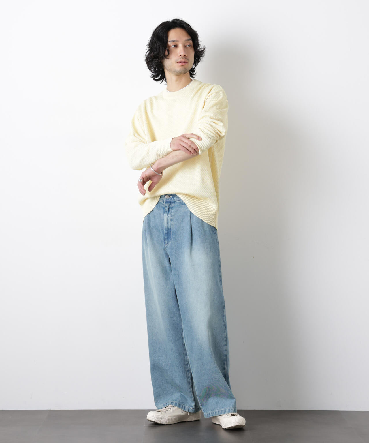 「OtoNANO」大人のワイドデニムパンツ 6686127215