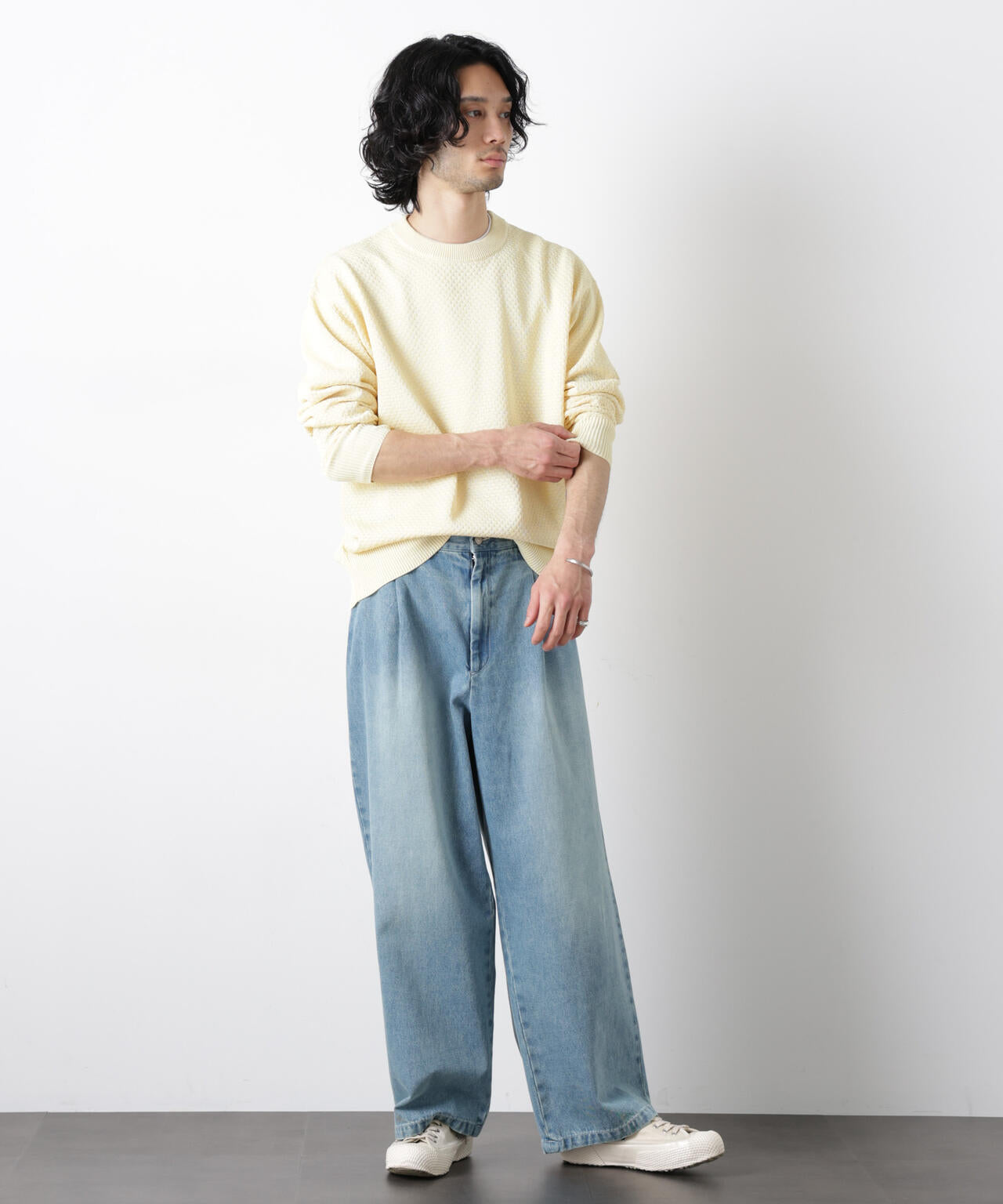 「OtoNANO」大人のワイドデニムパンツ 6686127215