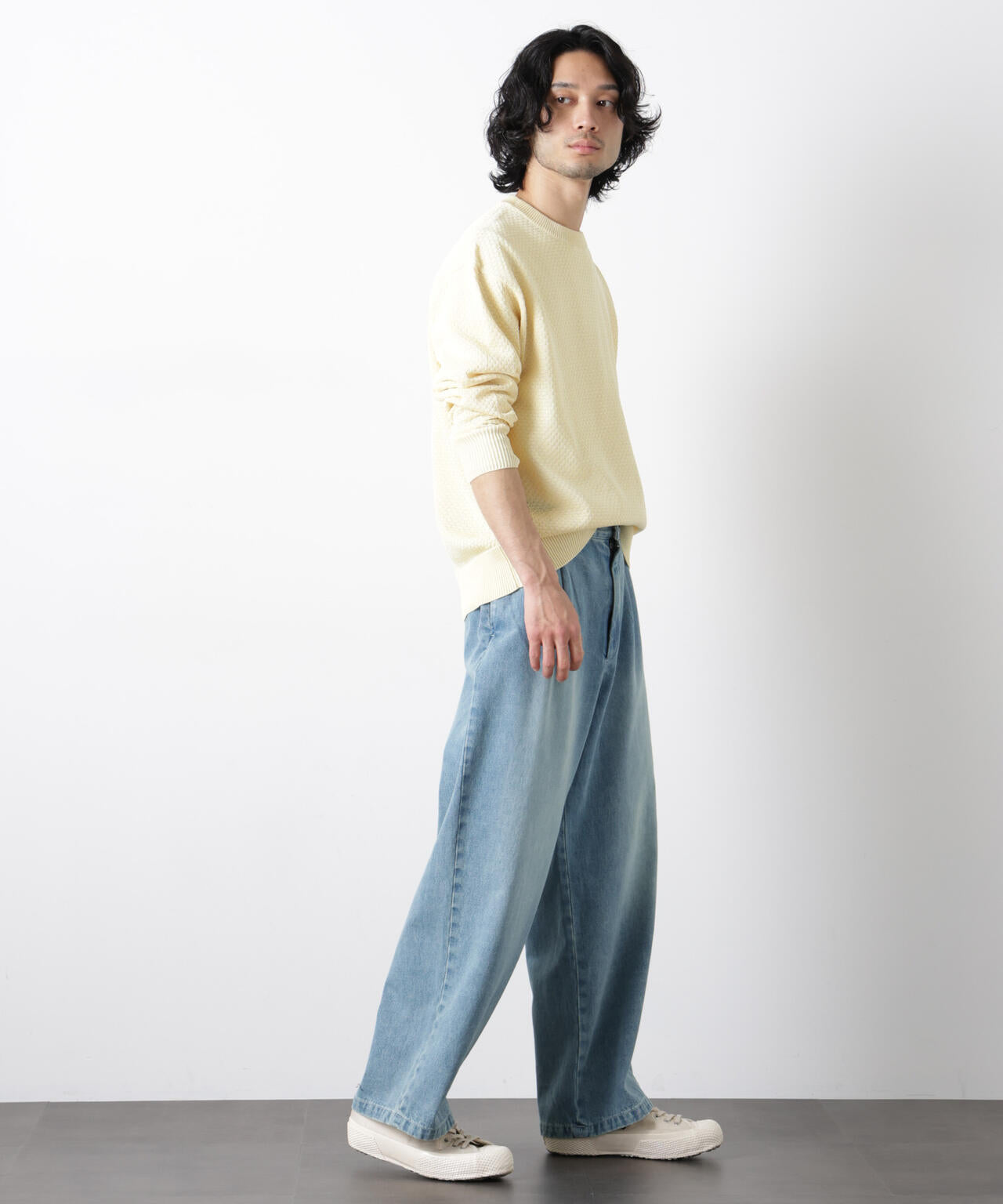 「OtoNANO」大人のワイドデニムパンツ 6686127215