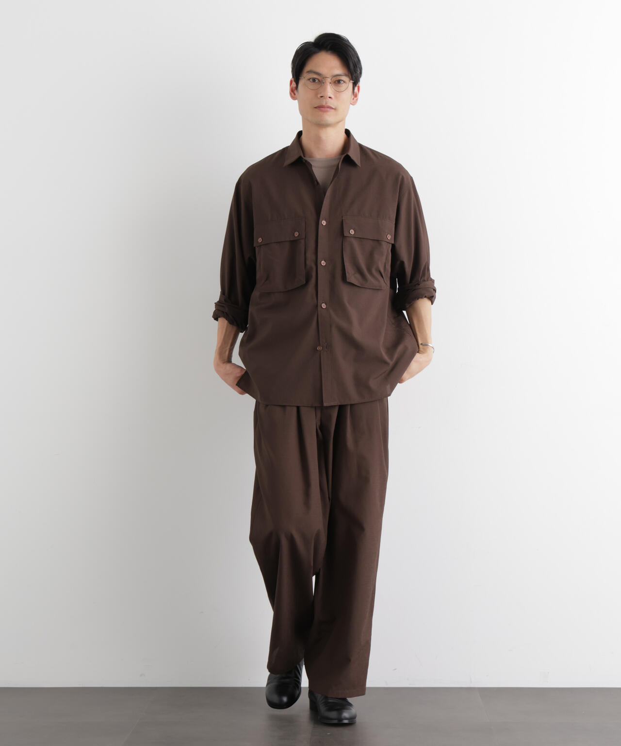 テクニカルリネンライク2タックイージースラックス/吸水速乾・接触冷感・UVカット(セットアップ可) 6686127221