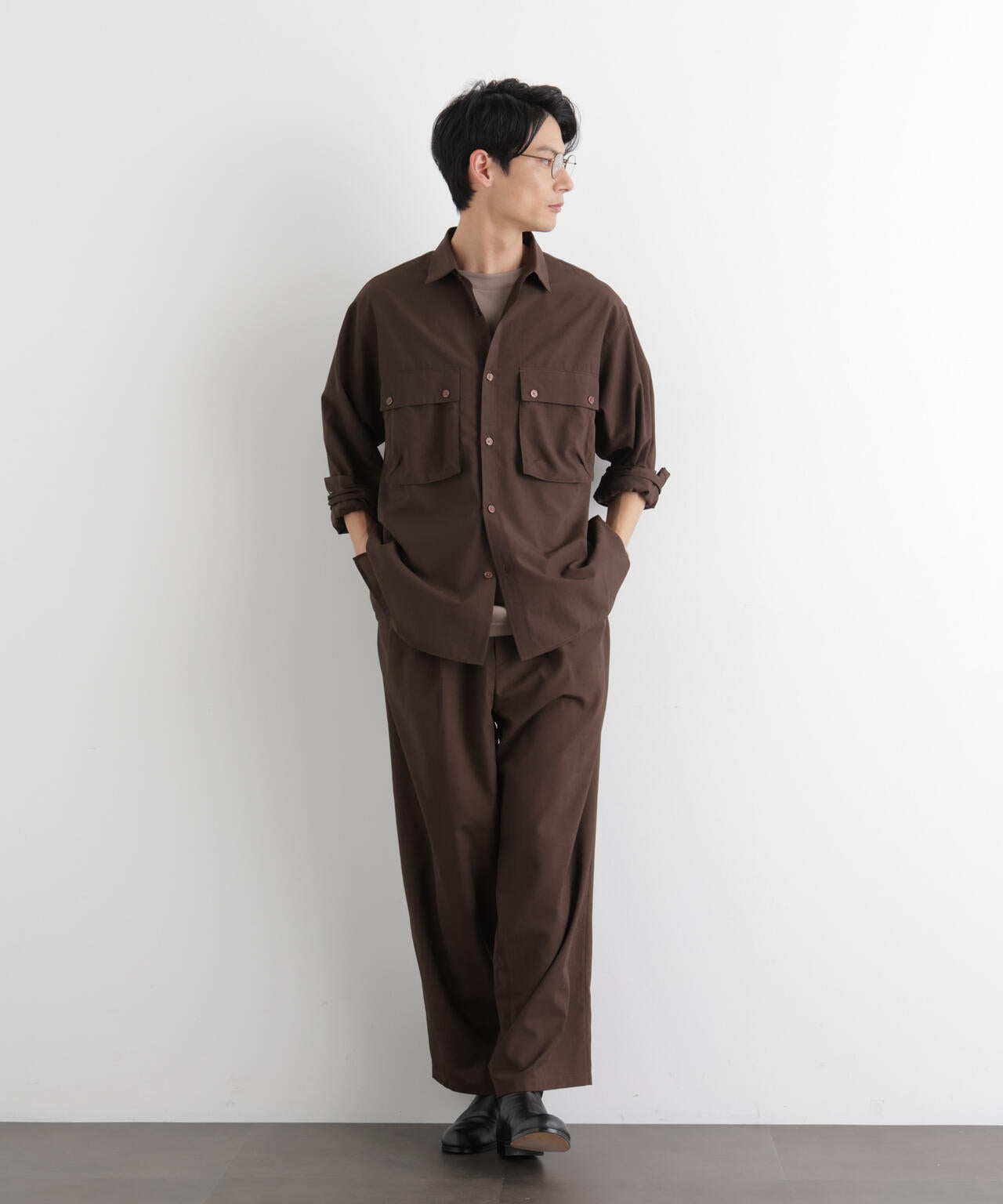 テクニカルリネンライク2タックイージースラックス/吸水速乾・接触冷感・UVカット(セットアップ可) 6686127221