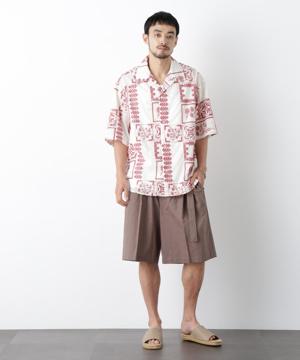 「FRENCH LINEN」 ベルテッドワイドショーツ 6686128201