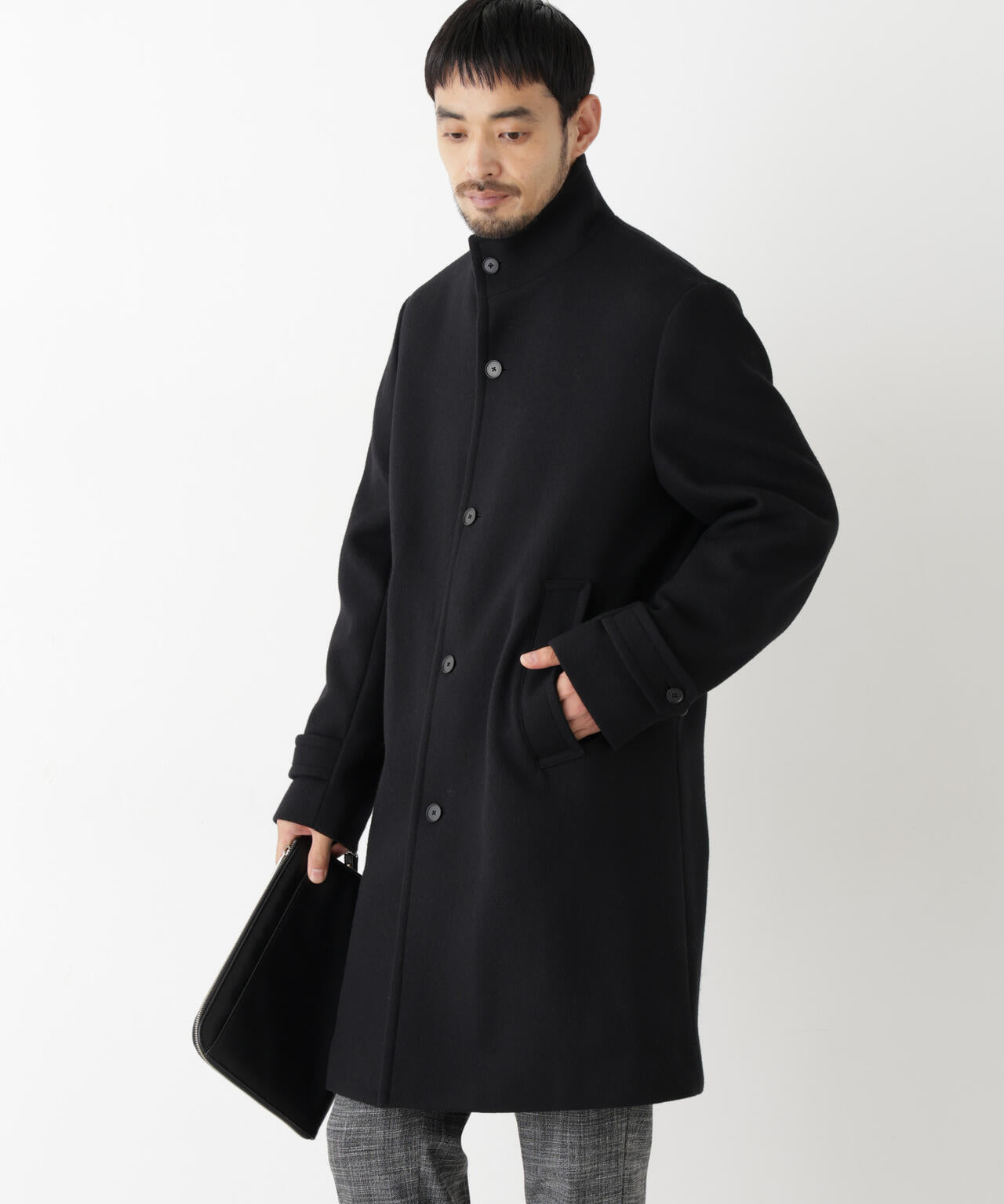 「NEW ON COAT」ウール/Nスタンドカラーコート 6686211204