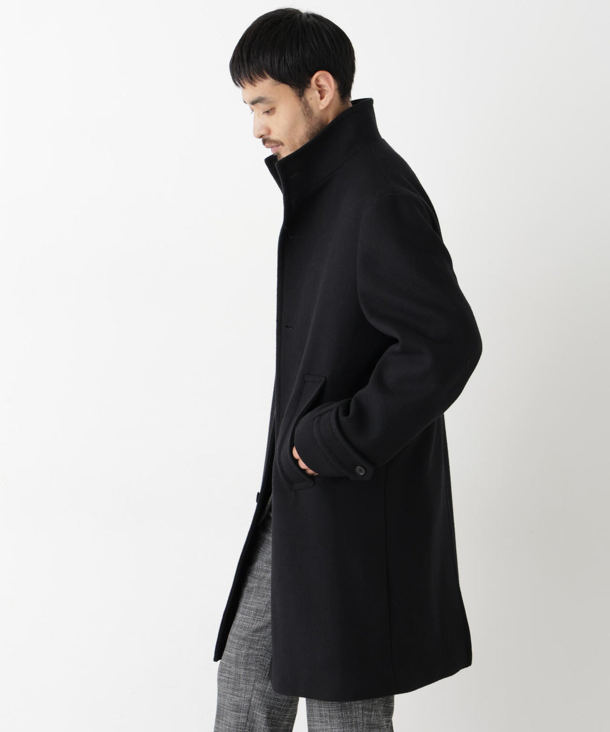 「NEW ON COAT」ウール/Nスタンドカラーコート 6686211204