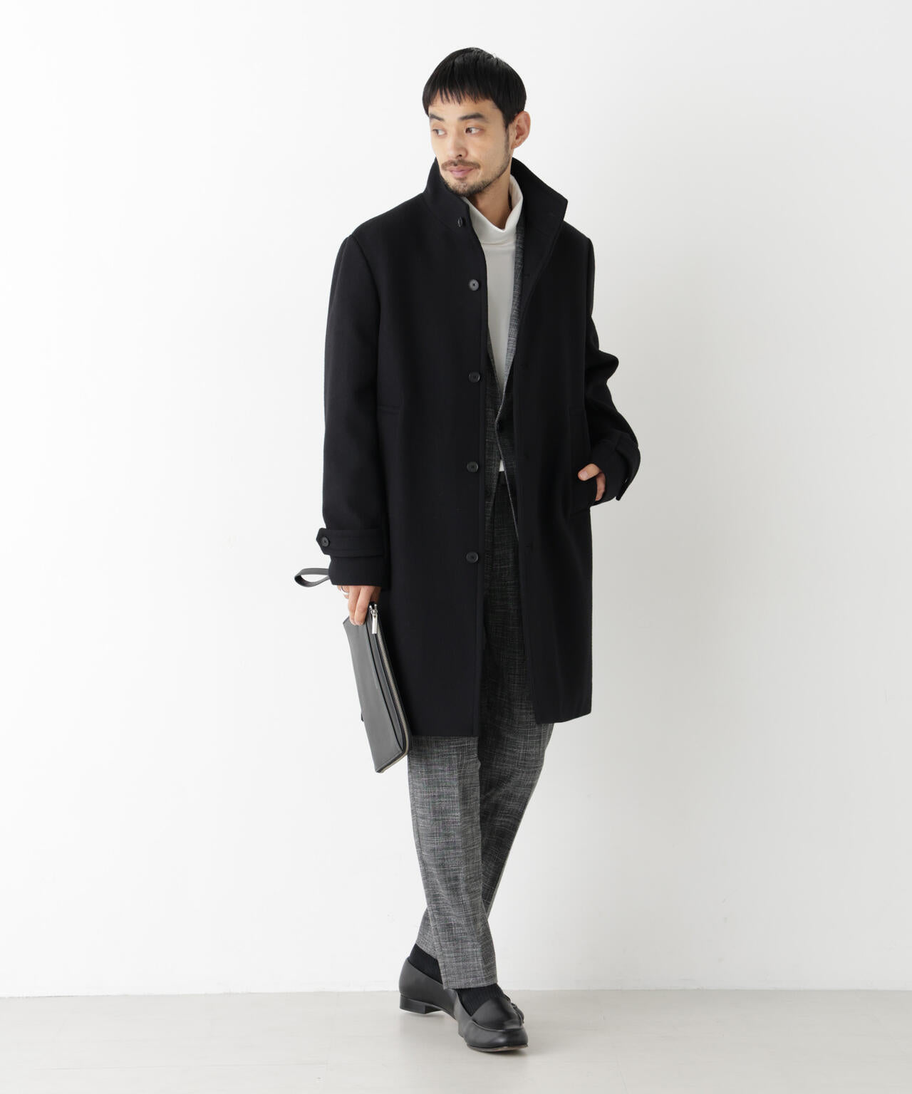 「NEW ON COAT」ウール/Nスタンドカラーコート 6686211204