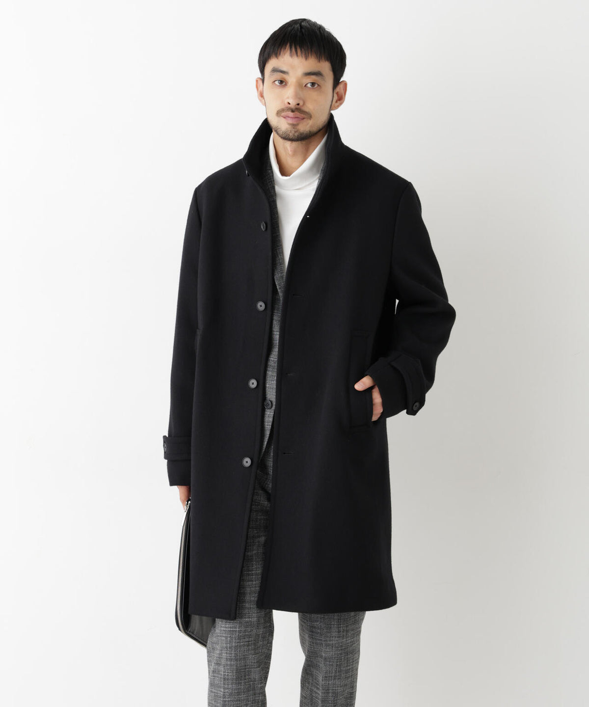 「NEW ON COAT」ウール/Nスタンドカラーコート 6686211204