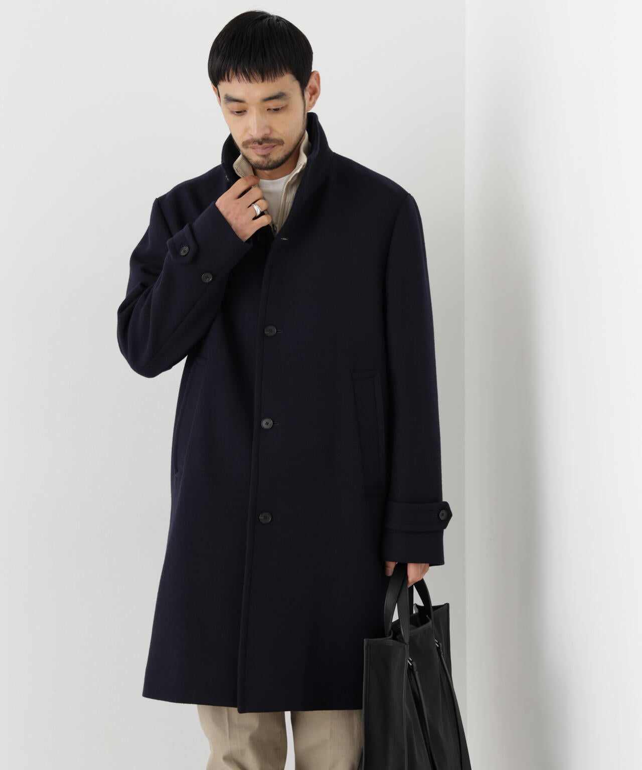 「NEW ON COAT」ウール/Nスタンドカラーコート 6686211204