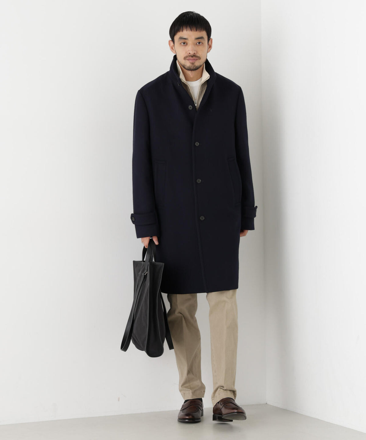 「NEW ON COAT」ウール/Nスタンドカラーコート 6686211204