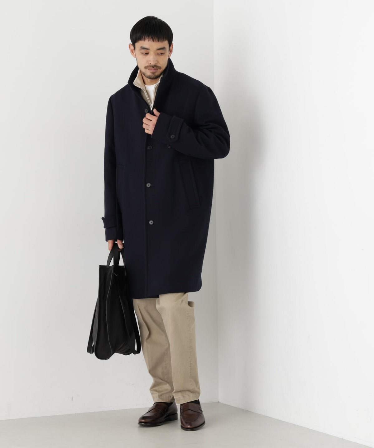 「NEW ON COAT」ウール/Nスタンドカラーコート 6686211204