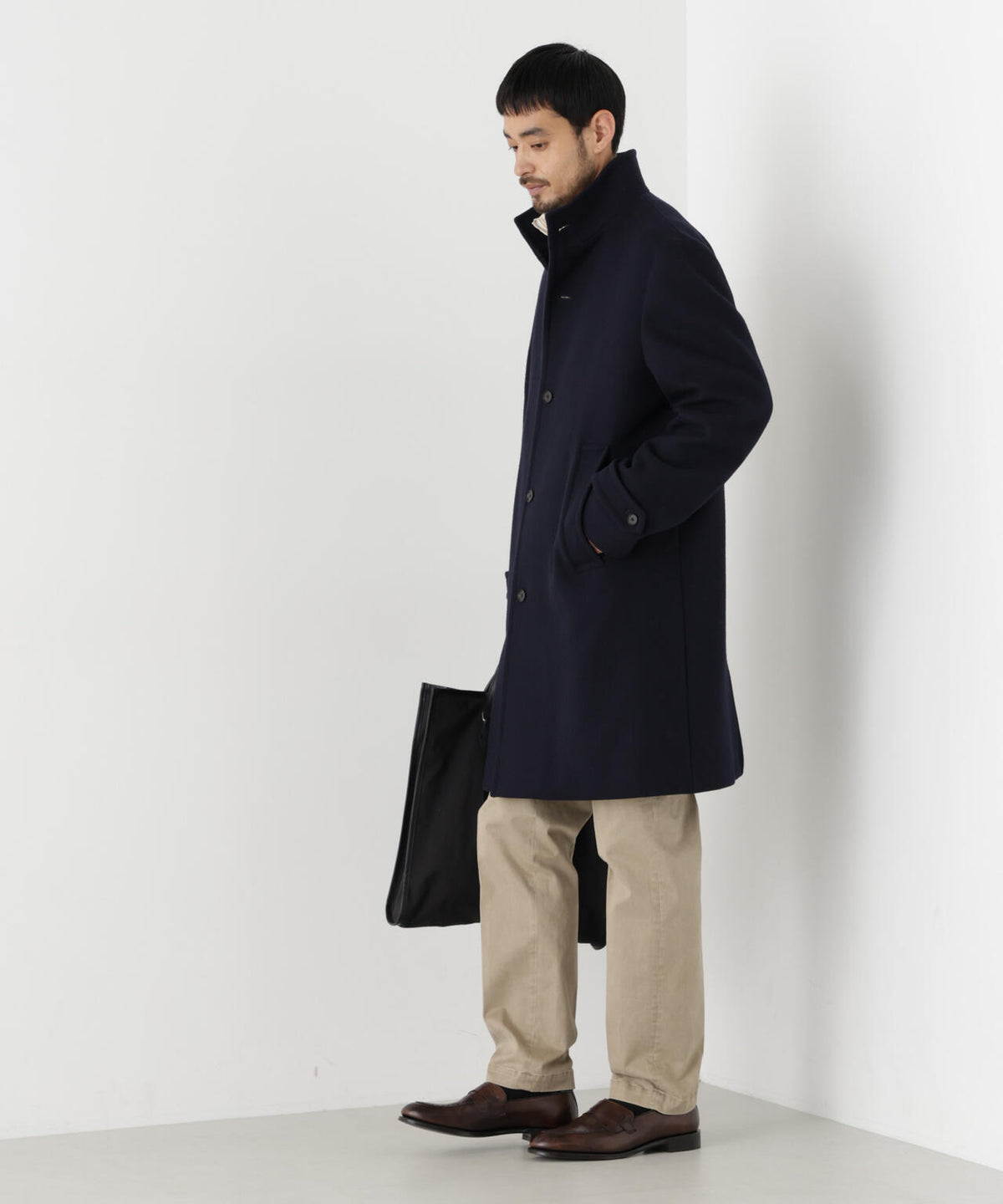 「NEW ON COAT」ウール/Nスタンドカラーコート 6686211204