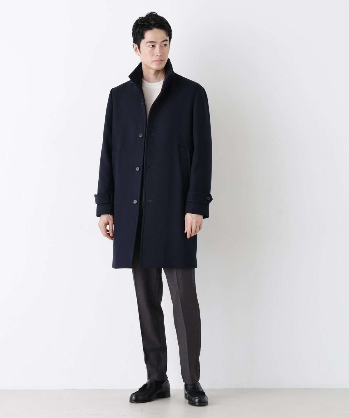 「NEW ON COAT」ウール/Nスタンドカラーコート 6686211204
