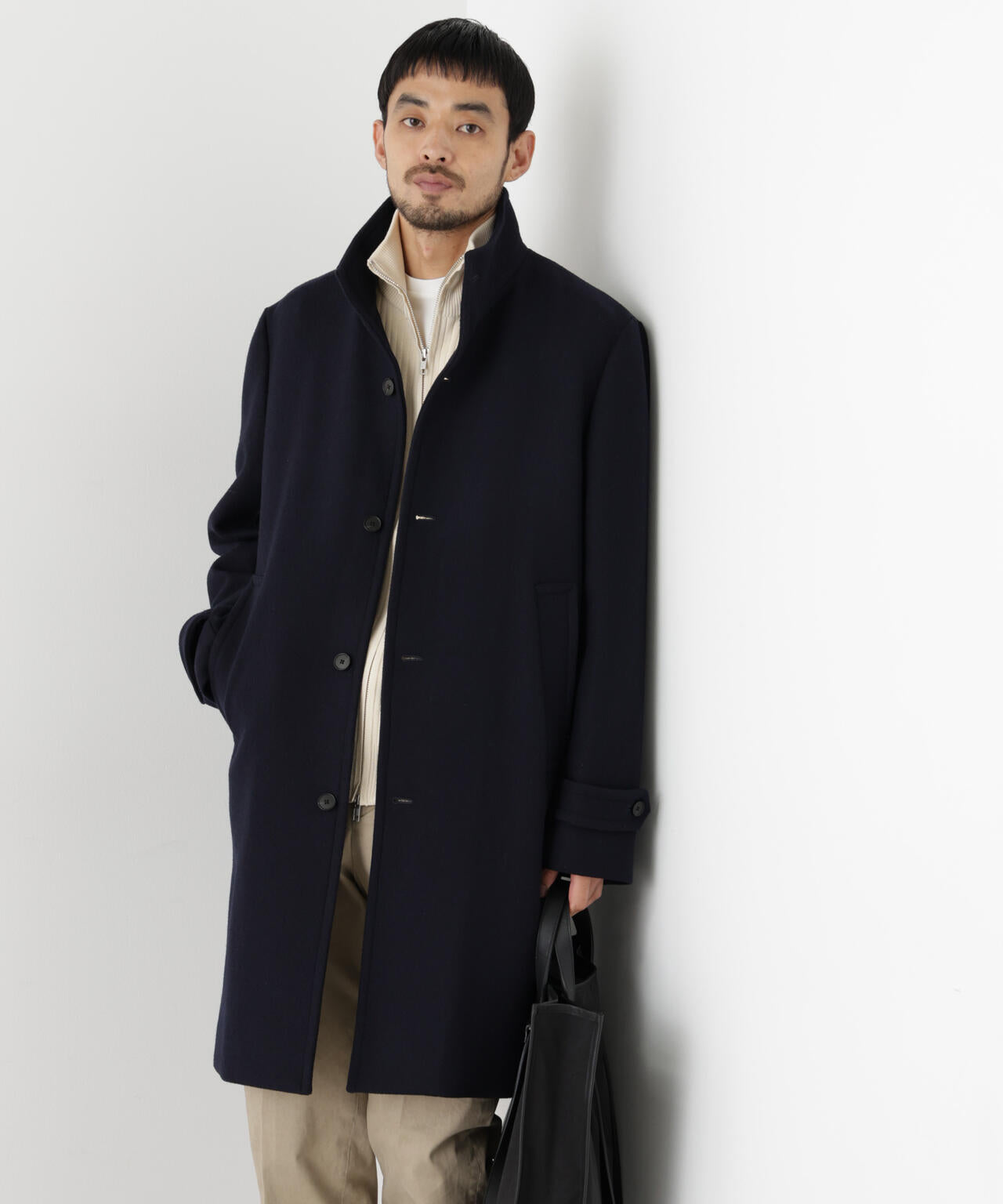 「NEW ON COAT」ウール/Nスタンドカラーコート 6686211204