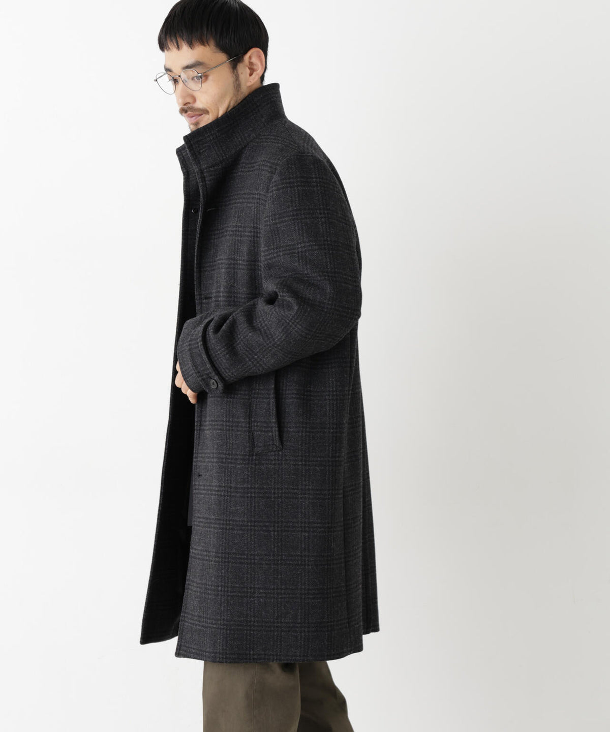 「NEW ON COAT」ウール/Nスタンドカラーコート 6686211204