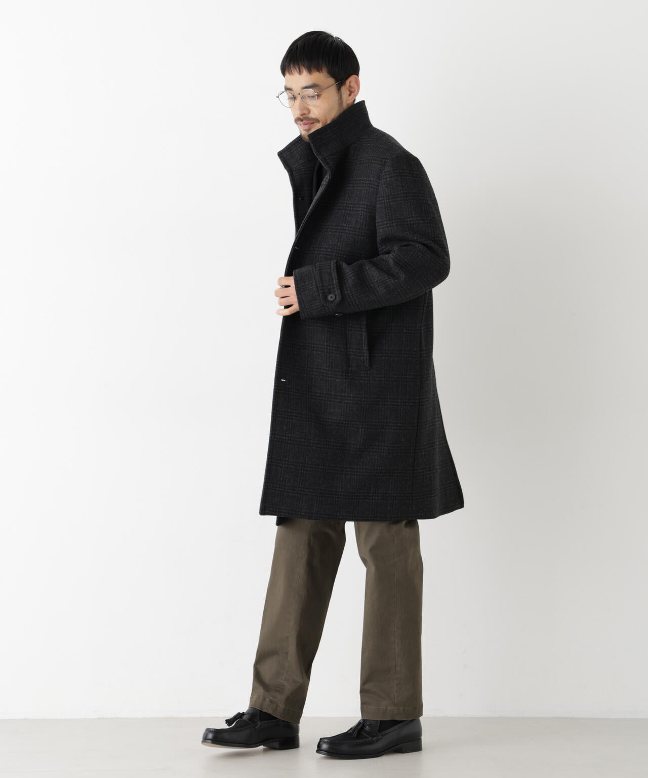 「NEW ON COAT」ウール/Nスタンドカラーコート 6686211204
