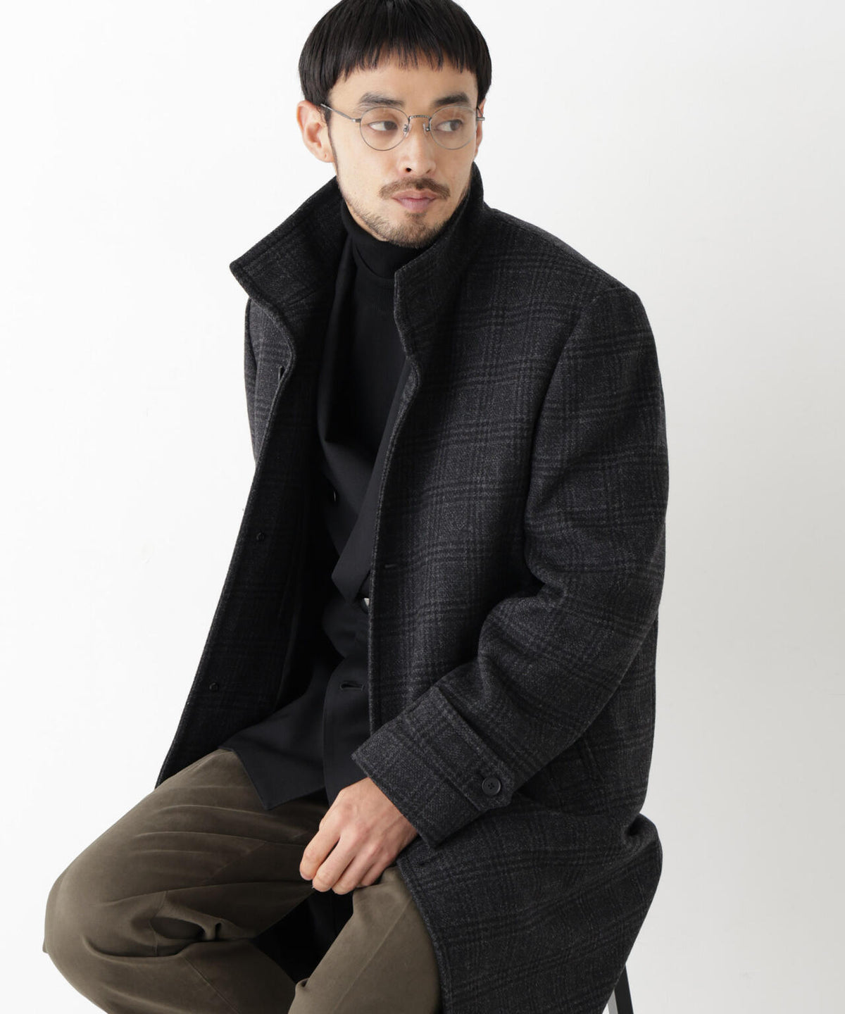 「NEW ON COAT」ウール/Nスタンドカラーコート 6686211204